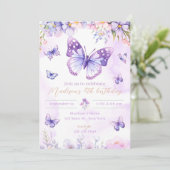 Invitation d'anniversaire papillon modifiable viol (Debout devant)