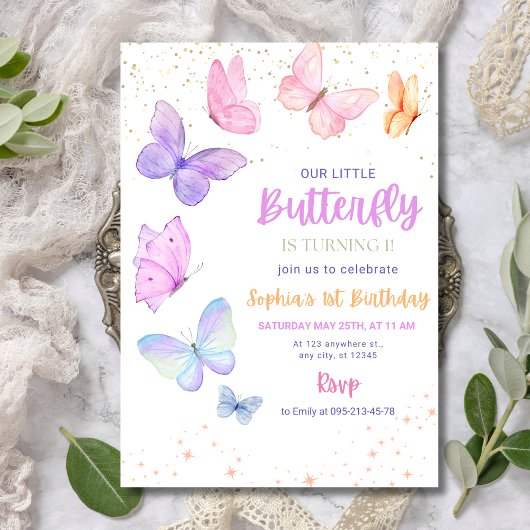 Invitation d'anniversaire Papillon, Petit Papillon
