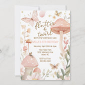 Invitation d'anniversaire papillon rose féerique d (Devant)