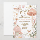 Invitation d'anniversaire papillon rose féerique d (Devant / Derrière)