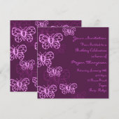 Invitation d'anniversaire Papillon Rose & Violet (Devant / Derrière)