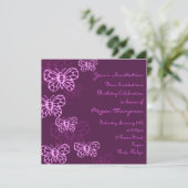 Invitation d'anniversaire Papillon Rose & Violet (Debout devant)