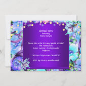Invitation d'anniversaire papillon rose violet sar (Dos)