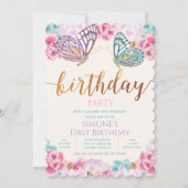 Invitation d'anniversaire papillon TOUT ÂGE (Devant)