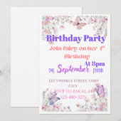 Invitation d'anniversaire papillon violet et rose (Devant / Derrière)