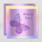 INVITATION D'ANNIVERSAIRE PAPILLON violet nouveau (Devant / Derrière)