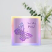 INVITATION D'ANNIVERSAIRE PAPILLON violet nouveau (Debout devant)