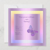 INVITATION D'ANNIVERSAIRE PAPILLON violet nouveau (Dos)