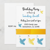 Invitation d'anniversaire Papillons (Devant / Derrière)