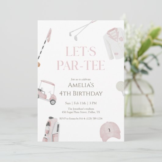 Invitation d'anniversaire Par-Tee de golf à l'aqua (Debout devant)