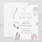 Invitation d'anniversaire Par-Tee de golf à l'aqua (Devant / Derrière)