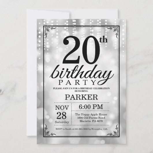 Invitation d'anniversaire Parties scintillant d'ar (Devant)
