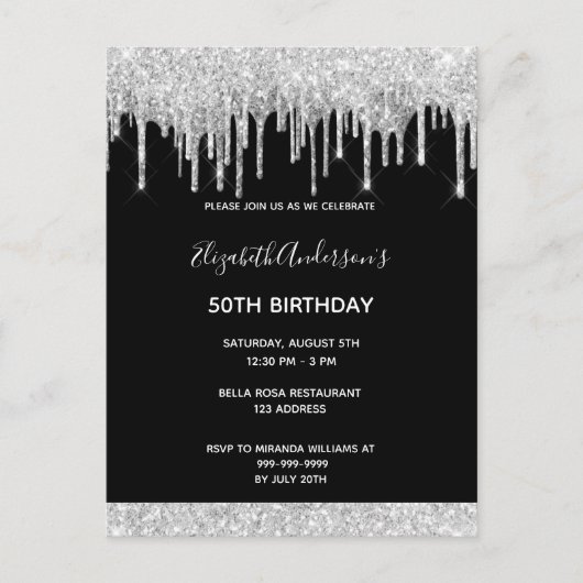 Invitation d'anniversaire parties scintillant en a (Devant)