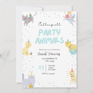 Invitation d'anniversaire Party Animals