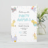 Invitation d'anniversaire Party Animals (Debout devant)