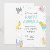 Invitation d'anniversaire Party Animals (Devant / Derrière)