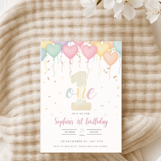 Invitation d'anniversaire - Pastel 5x7