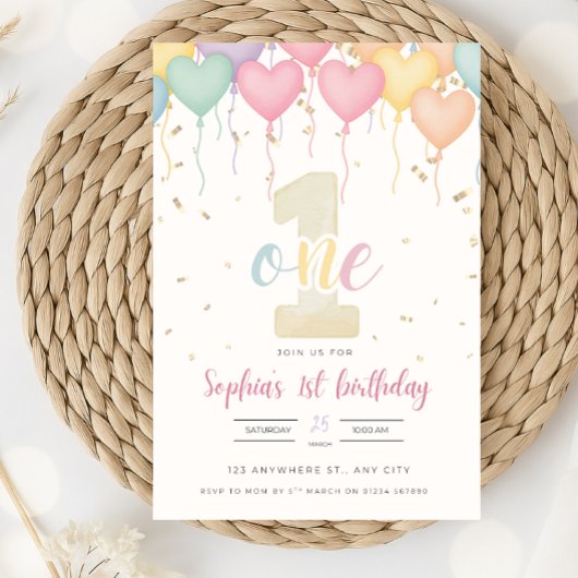 Invitation d'anniversaire - Pastel 5x7