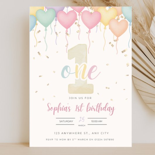 Invitation d'anniversaire - Pastel 5x7