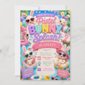 Invitation d'anniversaire Pastel Bunny Splash - Fê (Devant)