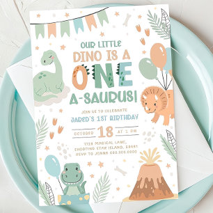 Invitation d'anniversaire Pastel Dinosaur. Un Bébé