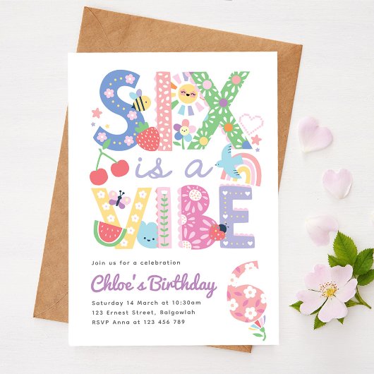 Invitation d'anniversaire pastel pour fille 6 ans,