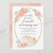 Invitation d'anniversaire Pastel Pumpkin 1 an (Devant / Derrière)