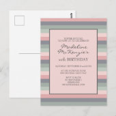 Invitation d'anniversaire Pastel Rose Violet et Ba (Devant / Derrière)