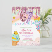 Invitation d'anniversaire Pastel Sequin 67 Glace (Debout devant)