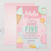 Invitation d'anniversaire Pastel Sweets Candy (Devant / Derrière)