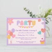 Invitation d'anniversaire pastel violet (Debout devant)