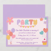 Invitation d'anniversaire pastel violet (Devant / Derrière)