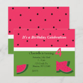 Invitation d'anniversaire Pastèque Sucrée (Devant / Derrière)