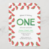 Invitation d'anniversaire | pastèque tropicale (Devant / Derrière)