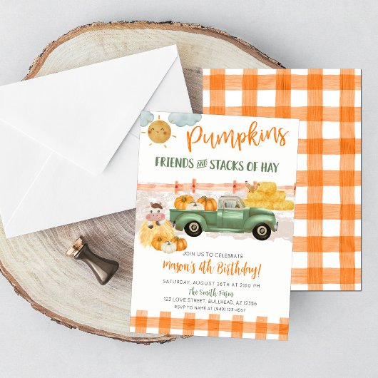 Invitation d'anniversaire Patch de citrouille auto