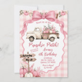 Invitation d'anniversaire Patch de citrouille rose (Devant)