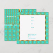 Invitation d'anniversaire patchwork aqua et or (Devant / Derrière)