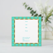 Invitation d'anniversaire patchwork aqua et or (Debout devant)