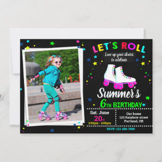 Invitation d'anniversaire patin à roulettes - Fête