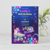 Invitation d'anniversaire patins à roulettes néon  (Debout devant)