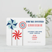 Invitation d'anniversaire Patriotic Pinwheel (Debout devant)
