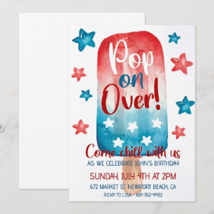 Invitation d'anniversaire patriotique 4 juillet Am