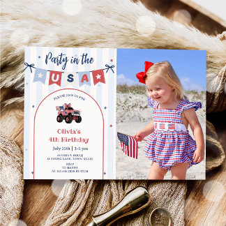 Invitation d'anniversaire patriotique rouge blanc