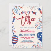 Invitation d'anniversaire patriotique Terre des Tr (Devant)