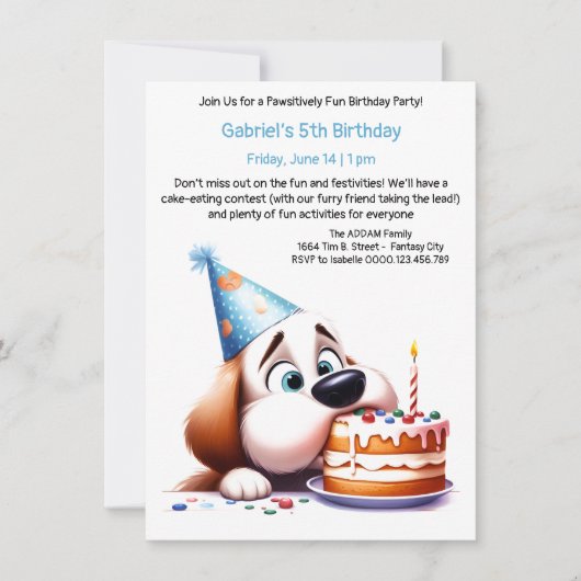 Invitation d'anniversaire Pawsitively Fun (Devant)