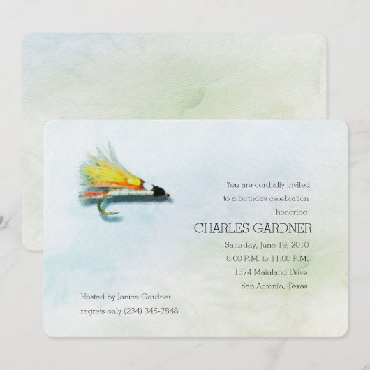 Invitation d'anniversaire Pêche (Devant / Derrière)