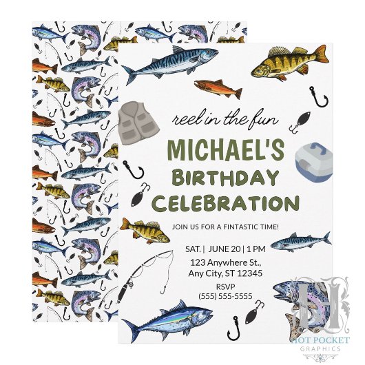Invitation d'anniversaire pêche