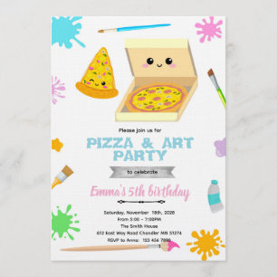 Invitation d'anniversaire peinture et pizza