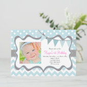 Invitation d'anniversaire pendentif Chevron et poi (Debout devant)