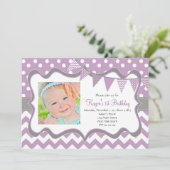 Invitation d'anniversaire pendentif Chevron et poi (Debout devant)